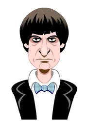 Patrick Troughton jako Doctor Who - karykatura